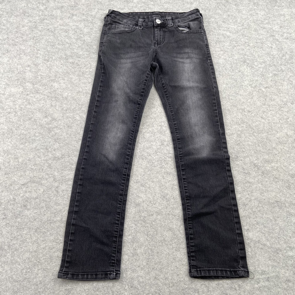 True Religion Jeans Youth Kids 16 (28x28) Gray Slim Straight Stretch Denim